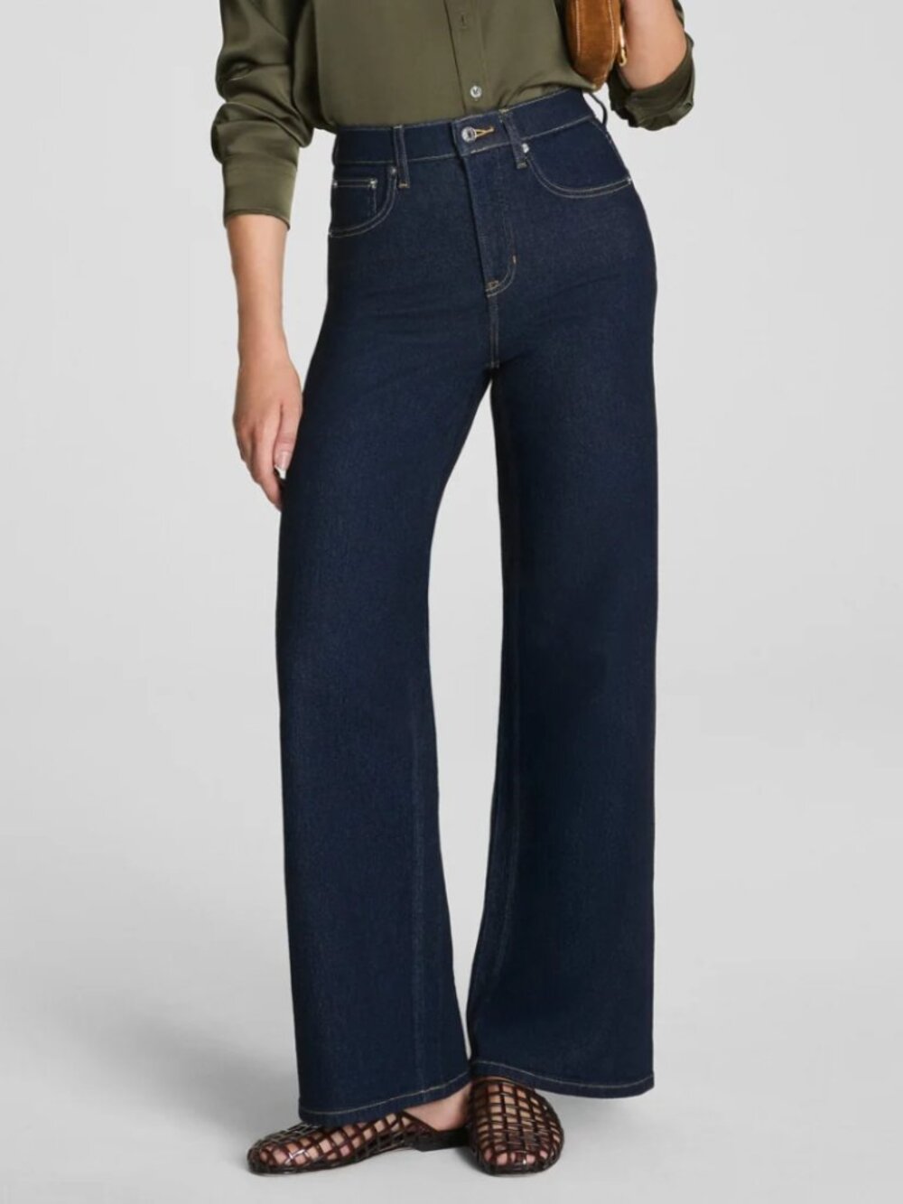 SPANX Wide-Leg High-Rise Jeans - Black